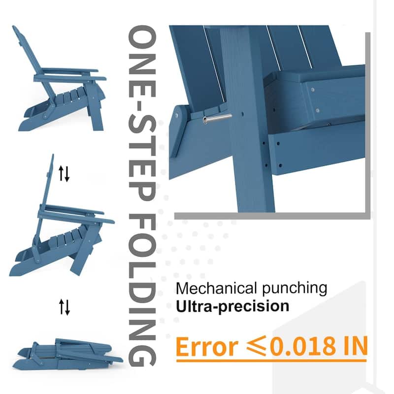 Winsoon 5-Piece All Weather HIPS Outdoor Folding Adirondack Chairs, 2 Ottomans and 1 Side Table