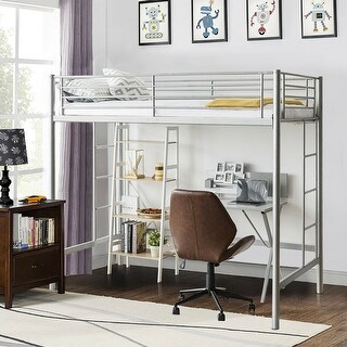 Shop Gymax Twin Loft Bed Metal Bunk Ladder Beds Boys Girls Teens