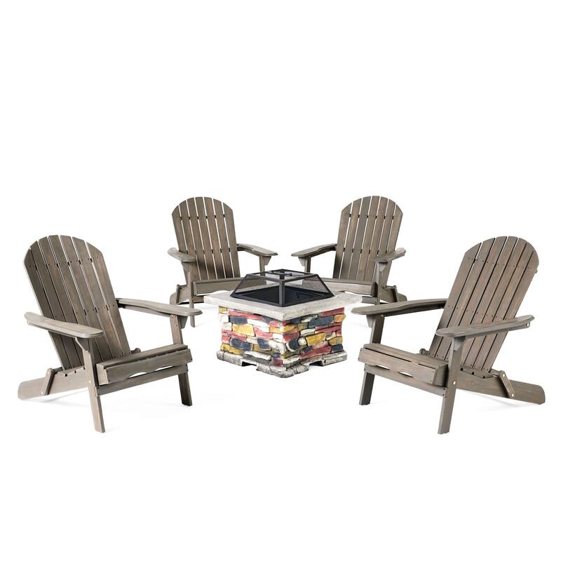 Marrion 5-piece Adirondack Chair Set with Fire Pit by Christopher Knight Home