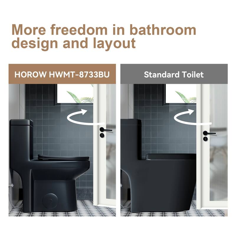 HOROW 1 Piece Dual Flush Toilet White 0.8 1.28 GPF Durable UF Seat Included - N/A