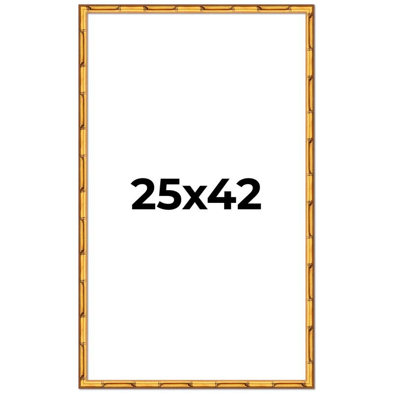 25x42 Frame Gold Bamboo Picture Frame Modern Photo Frame Includes UV Acrylic Shatter Guard Front Acid Free Foam Backing Board