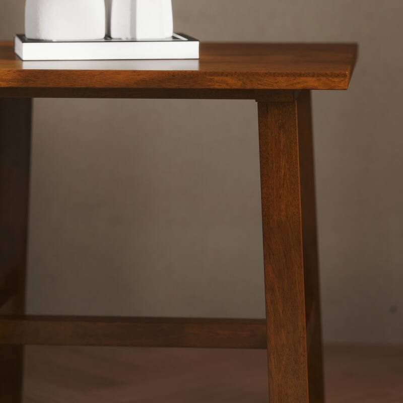 Solid Wood Farmhouse Trestle Style End Table