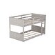 preview thumbnail 23 of 21, Low Twin Over Twin Size Bed Floor Bunk Bed with Panelled Headboard Footboard, Ladder and Guardrails, Solid Rubber Wood Frame