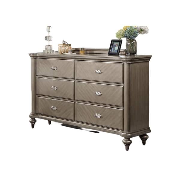 Luxury Antique Silver / Champagne Finish Dresser w Mirror Storage Space  Drawers Bedroom Furniture - On Sale - Bed Bath & Beyond - 42334088