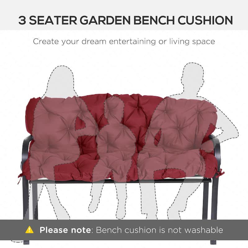 Outsunny 3 Seater Outdoor Seat Pads Bench Swing Chair Replacement Cushions Backrest for Patio Garden