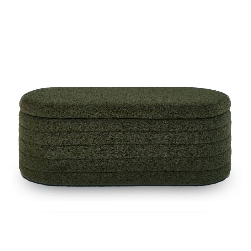 Oval Upholstered Storage Ottoman with Flip Design