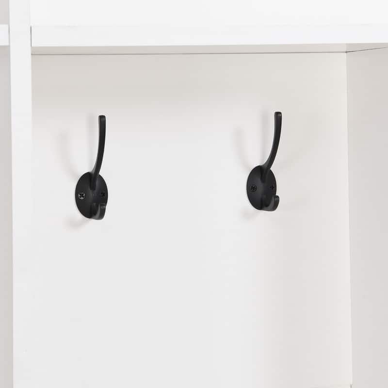 Hall Tree with Storage Bench, Shoe Cabinet with Cube Storage & Shelves, Entryway Bench Coat Rack Mudroom Bench with 8 Hooks