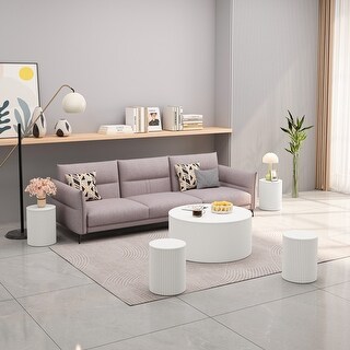 5PC Wave Stripe Coffee Tables,1 Coffee Table+4 Coffee Tables,Round ...