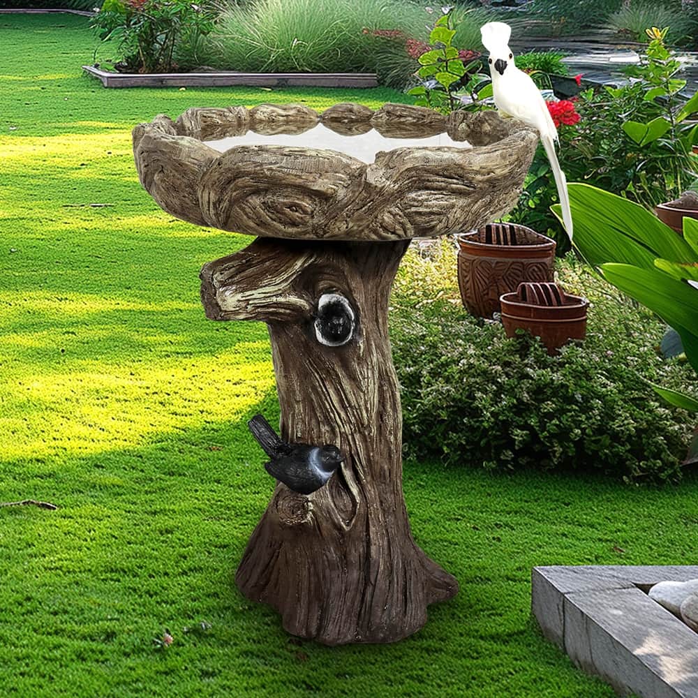 23in H Outdoor Birdbath w/ Pedestal Modern Garden Birdbaths for Patio