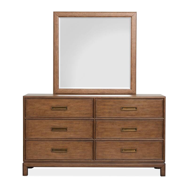 Magnussen Home Ridgefield Russet Double Drawer Dresser With Landscape Mirror