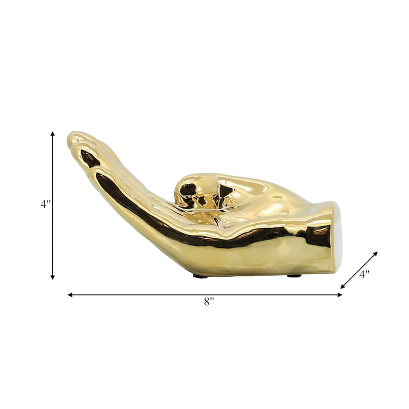 Sagebrook Home 8" Ceramic Asking Hand Statue Decor Ceramic Artsy Desk Sculpture Creative Decorative Art Sculpture - 8" x 4" x 4"