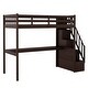 preview thumbnail 7 of 8, Twin Size Loft Bed with Staircase and Built-in Desk, Brown