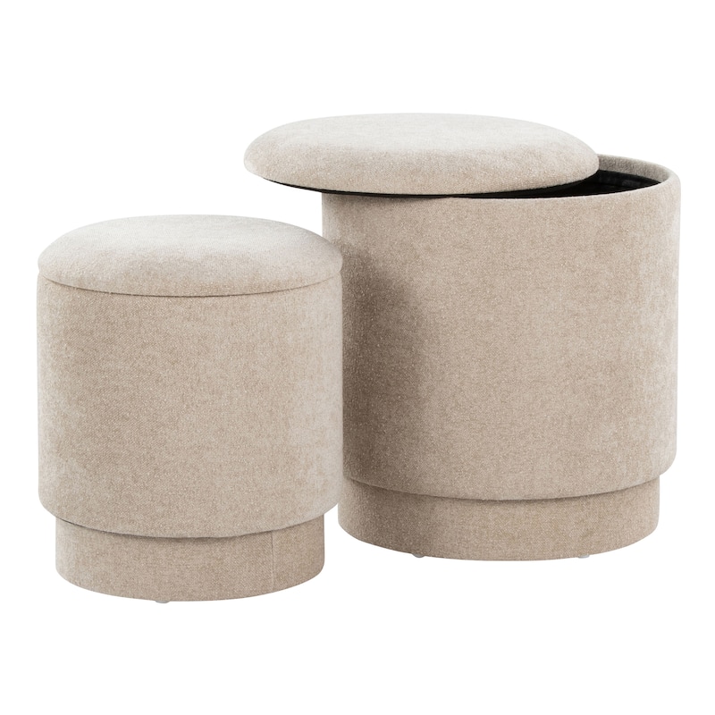 Marla Upholstered Contemporary Ottoman Set in Fabric by LumiSource