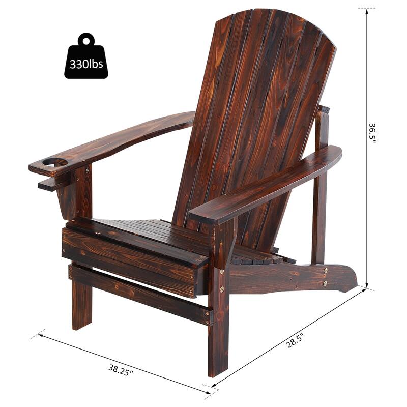 Outsunny Oversized Fir Wood Adirondack Chair with Cup Holder