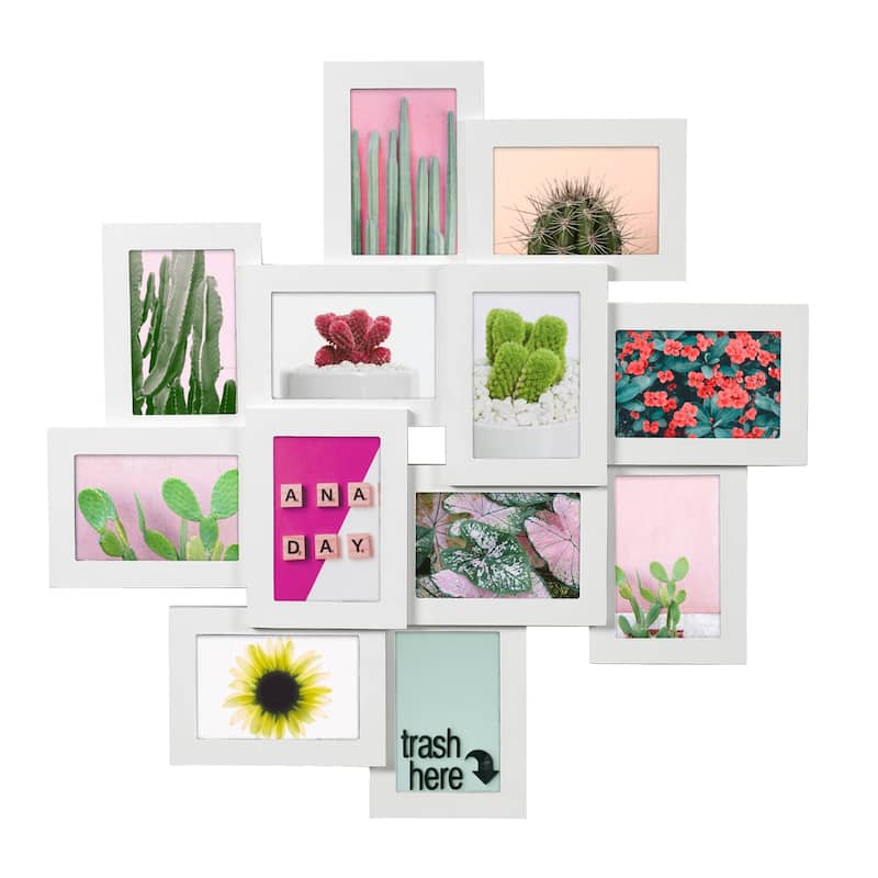 Adeco White Wall Collage Frame with Twelve 4x6-inch Openings