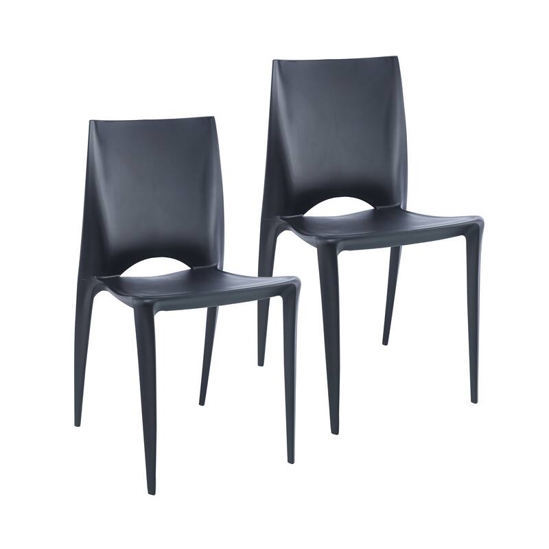 Porthos Home Garin Stackable Dining Chairs Set Of 2, Overall Plastic - Black