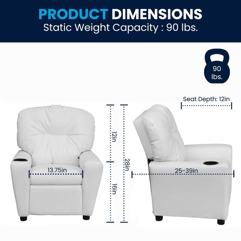Contemporary Kids Recliner with Cup Holder