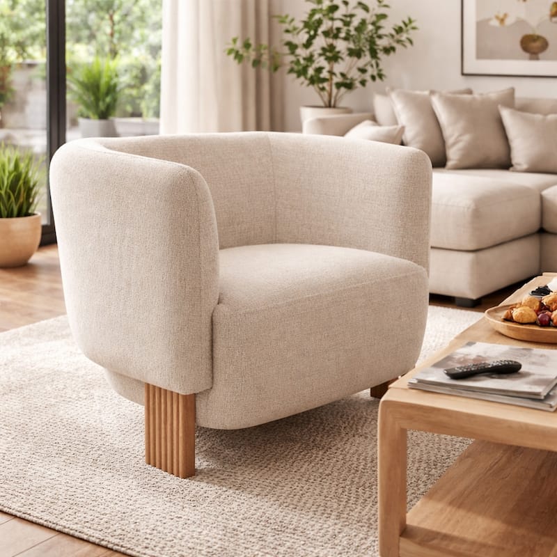 Compact Barrel Accent Chair with Curved Back - 32.25"