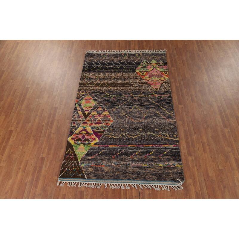 Plush Moroccan Oriental Area Rug Handmade Tribal Wool Carpet - 5'10" x 9'9"