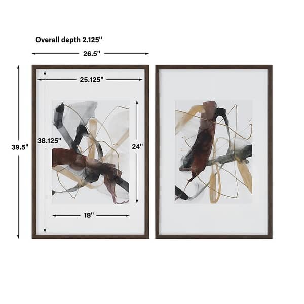Uttermost Burgundy Interjection Abstract Prints (Set of 2) - 26.5"W x 39.5"H x 2.125"D
