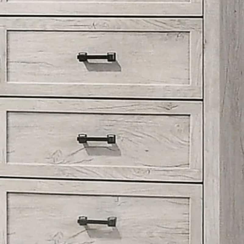 Miot Tall Dresser Chest, 4 Drawers w Metal Handles, White Wash Wood