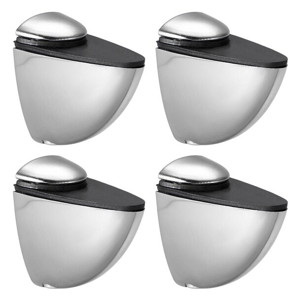 F Shape Adjustable Zinc Alloy Glass Shelf Clamp Bracket Brush Brass Tone 4 Pcs