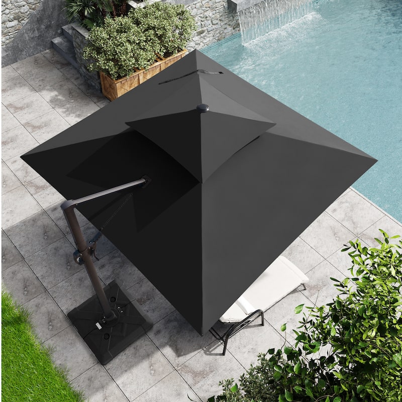 Pellebant 10 ft Square Patio Cantilever-Offset Umbrella 360 Degree Rotation