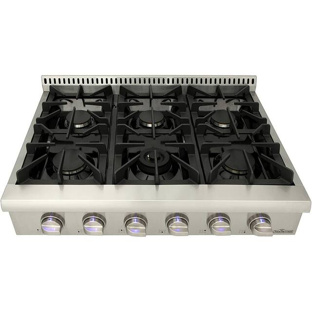 Thor Kitchen Pro-Style Gas Range Top with 6 Sealed Burners 36 - Inch, Stainless Steel