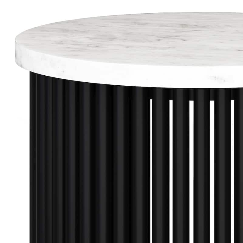 WYNDENHALL Karl 18 inch Wide Solid Mango & Metal Industrial Accent Table - 18 W x 18 D x 21 H