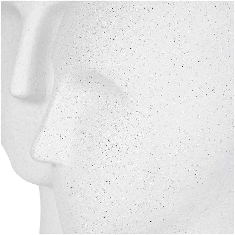 Polystone People Head Sculpture with Speckled Detailing - White - Roche River Decor - 9"W x 12"L x 17"H