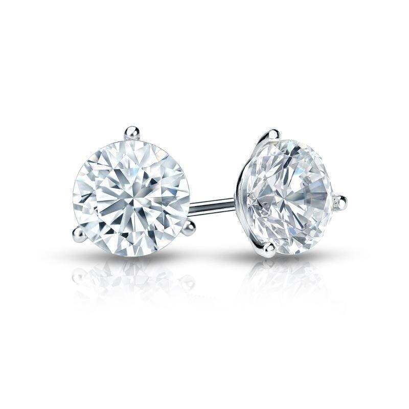 Auriya 1 1/2ctw 3 Prong Martini Set Round Diamond Stud Earrings 18kt Gold Certified