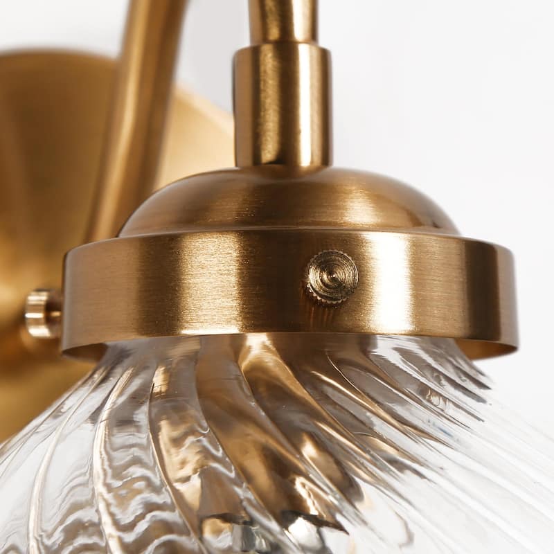 Draki Mid-century Modern Gold Unique Dome Glass Bathroom Light Crooked Vintage Armed Wall Sconce - W 6.7" x H 8.7" x D 10.6"