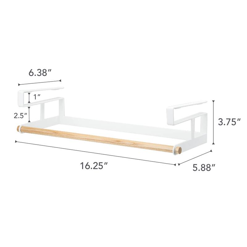Yamazaki Home Undershelf Hanger, Steel and Wood, Up To 1" Shelf, Holds 6.6 lbs - L 6.5 x W 16.54 x H 3.94 inches