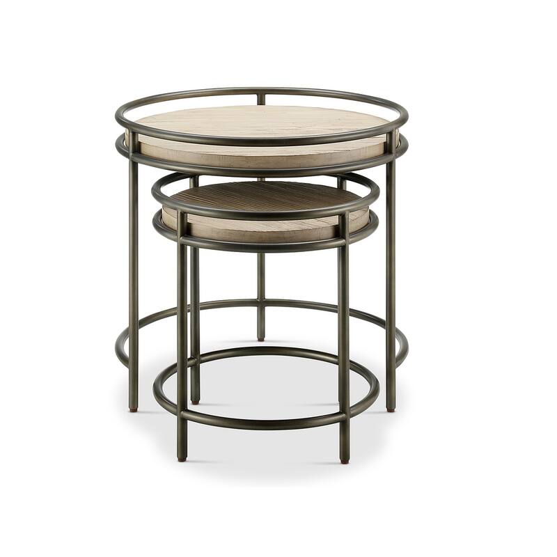Magnussen Home Cena Natural and Vintage Bronze Nesting End Table - 24''W x 24''D x 24''H
