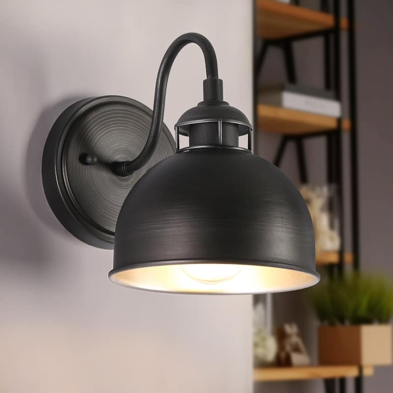 Modern Farmhouse 1-Light Dome Wall Sconce Bathroom Vanity Light - D6.6"xH8.2"