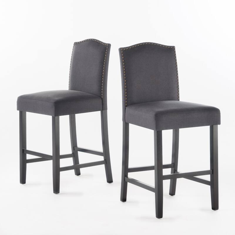 Modern Fabric Barstools with Arching Back High Chair and Nailhead Trim Dining Chair, Counter Reception Chair, Island Chair