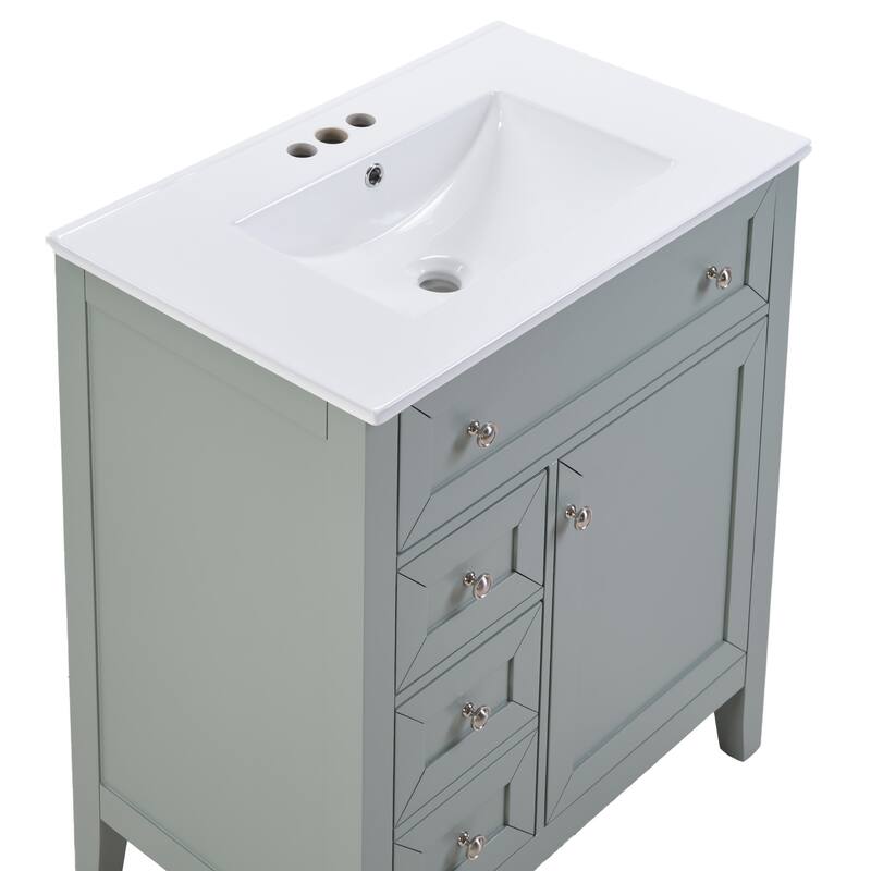 Bathroom Vanity with Sink, Large Capacity Bathroom Storage Cabinet, Bathroom Cabinet with Flip Bin, 1 Drawer & Adjustable Shelf