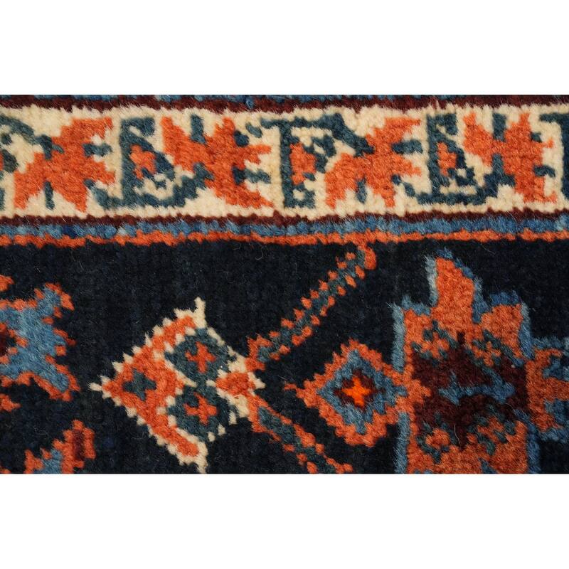 Hand Knotted Oriental 100% Kork Wool Carpet Traditional Tribal Navy Blue & Blues Bidjar Runner Rug - 18' 0'' X 3' 1''