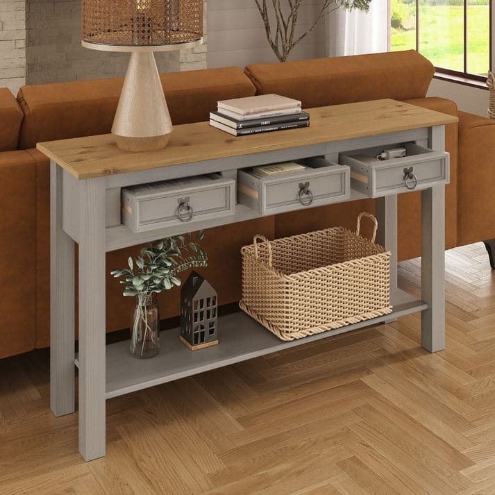 Option Gray wash, tops in antique brown color stain.