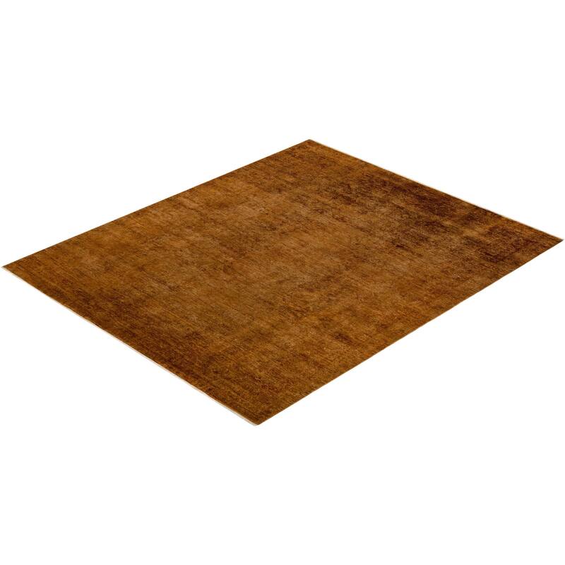 Overton Hand Knotted Wool Vintage Inspired Modern Contemporary Overdyed Gold Area Rug - 8' 1" x 9' 7"