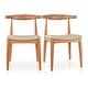 preview thumbnail 40 of 58, Set of 2 Kennedy Elbow Chairs Farmhouse Wooden Dining Chairs With PU Leather Or Fabric Cushion Seat, Modern Accent Side Chairs Natural Wood + Beige Fabric Seat