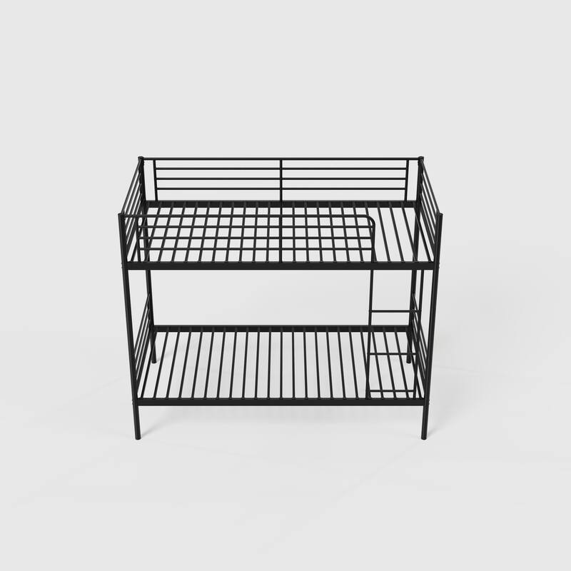 GDFStudio - Able to Split Twin Size Metal Bunk Bed Twin Over Twin with Ladder and high Guardrail