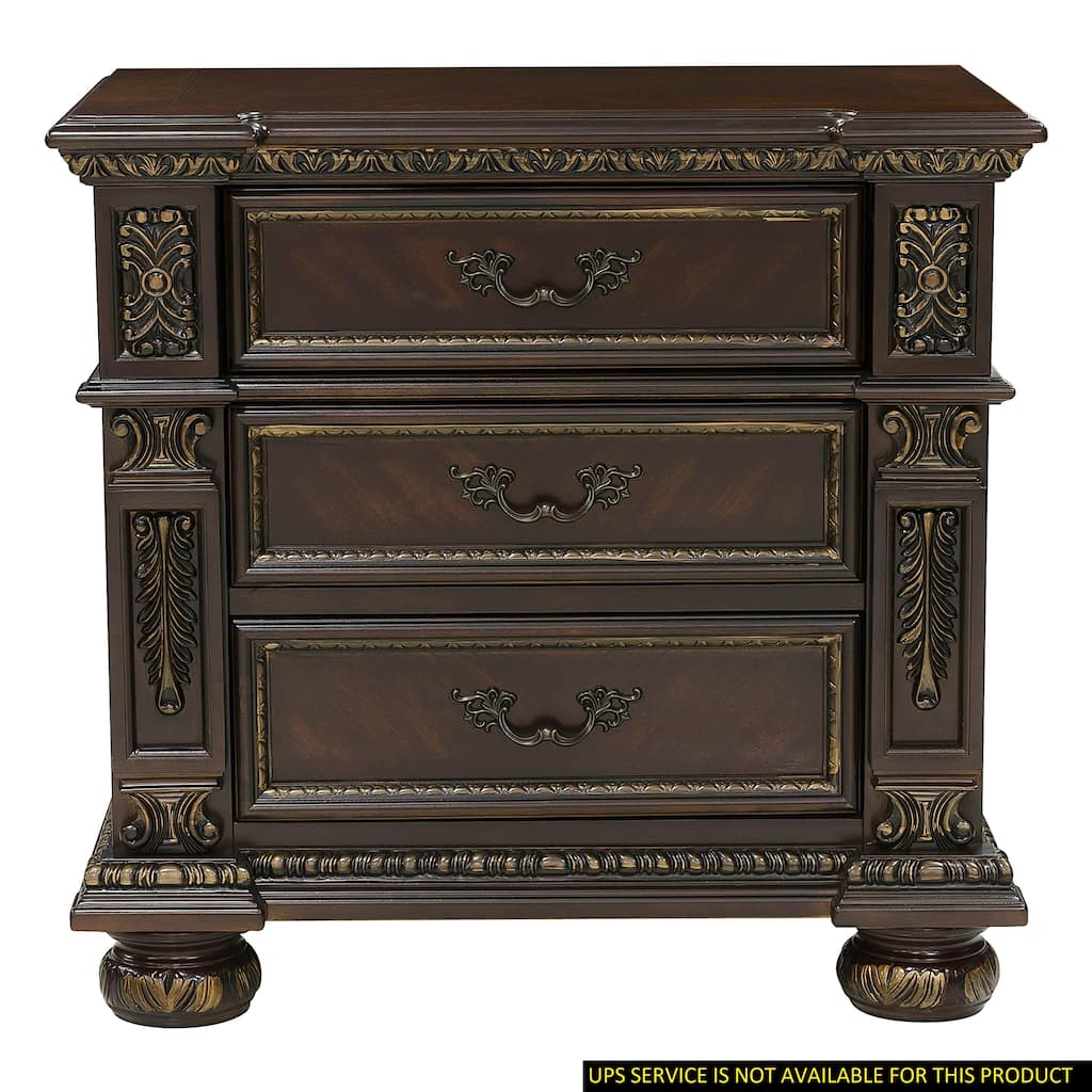 Nightstand of 3x Drawers Formal Style Bedroom Furniture