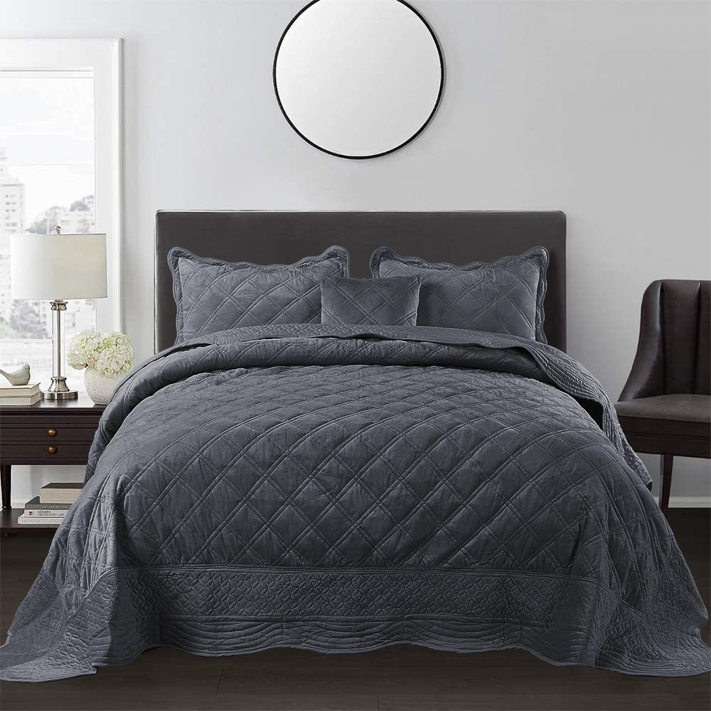 Serenta Supersoft Microplush Quilted 4 Pieces Bedspread Coverlet Set