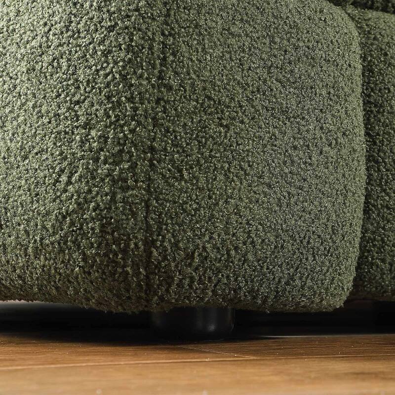 Modern Marshmallow Boucle Sofa with Solid Wood Frame and 2 Pillows