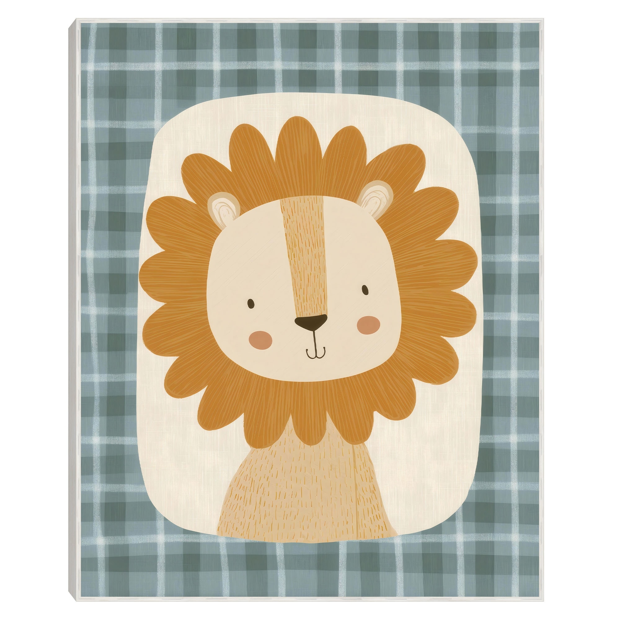 Plaid Lion by LSR Design Studio Framed Canvas Art - 16x20