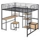 preview thumbnail 11 of 38, Full Size Loft Bed with Desk,Stool,Wardrobe,Shelves and Cabinet for Home