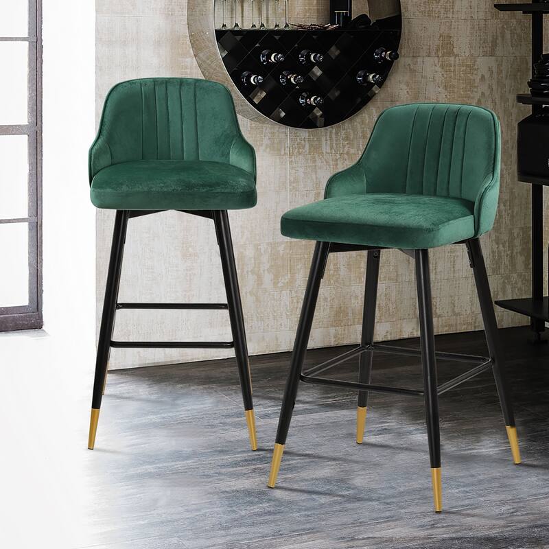 Modern Velvet Upholstered Swivel Counter/ Bar Stools Set of 2/4