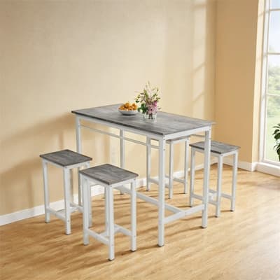 5-Piece Modern Kitchen Table with Four Bar Stools Bar Table Set