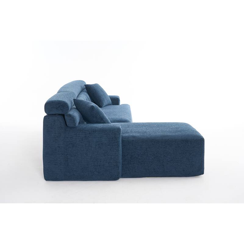 105" Chenille Sectional Sofa with Chaise Lounge & 2 Pillows